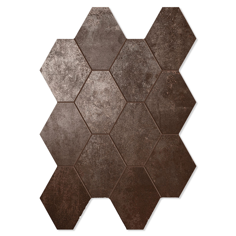 Unicomstarker Heksagon Mosaik Klinker Oxid Lava Mat 25x34 cm