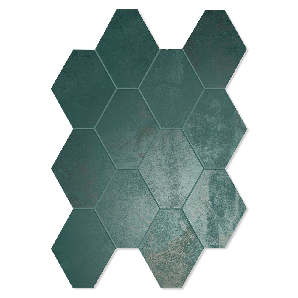 Unicomstarker Heksagon Mosaik Klinker Oxid Emerald Mat 25x34 cm