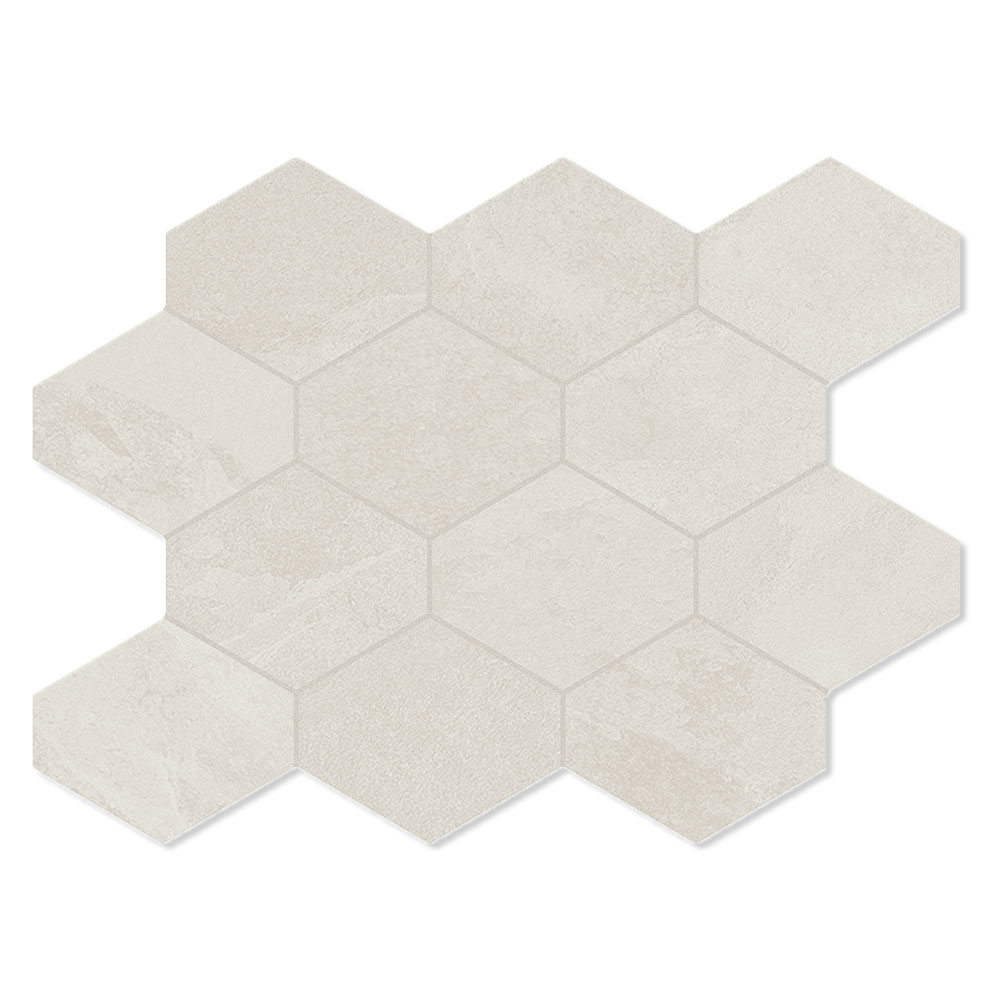 Unicomstarker Heksagon Mosaik Klinker Brazilian Slate Oxford White Mat 25x34 cm