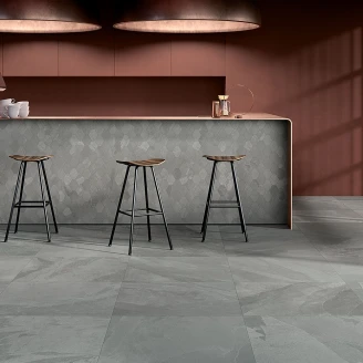 Unicomstarker Heksagon Mosaik Klinker Brazilian Slate Silk Grey Mat 25x34 cm