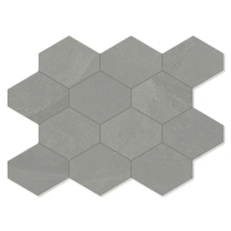 Unicomstarker Heksagon Mosaik Klinker <strong>Brazilian Slate</strong>  Silk Grey Mat 25x34 cm
