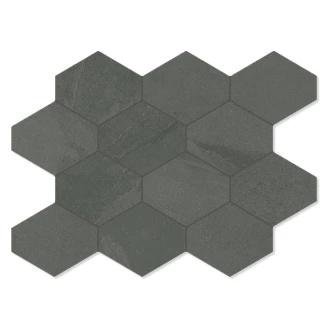 Unicomstarker Heksagon Mosaik Klinker <strong>Brazilian Slate</strong>  Elephant Grey Mat 25x34 cm