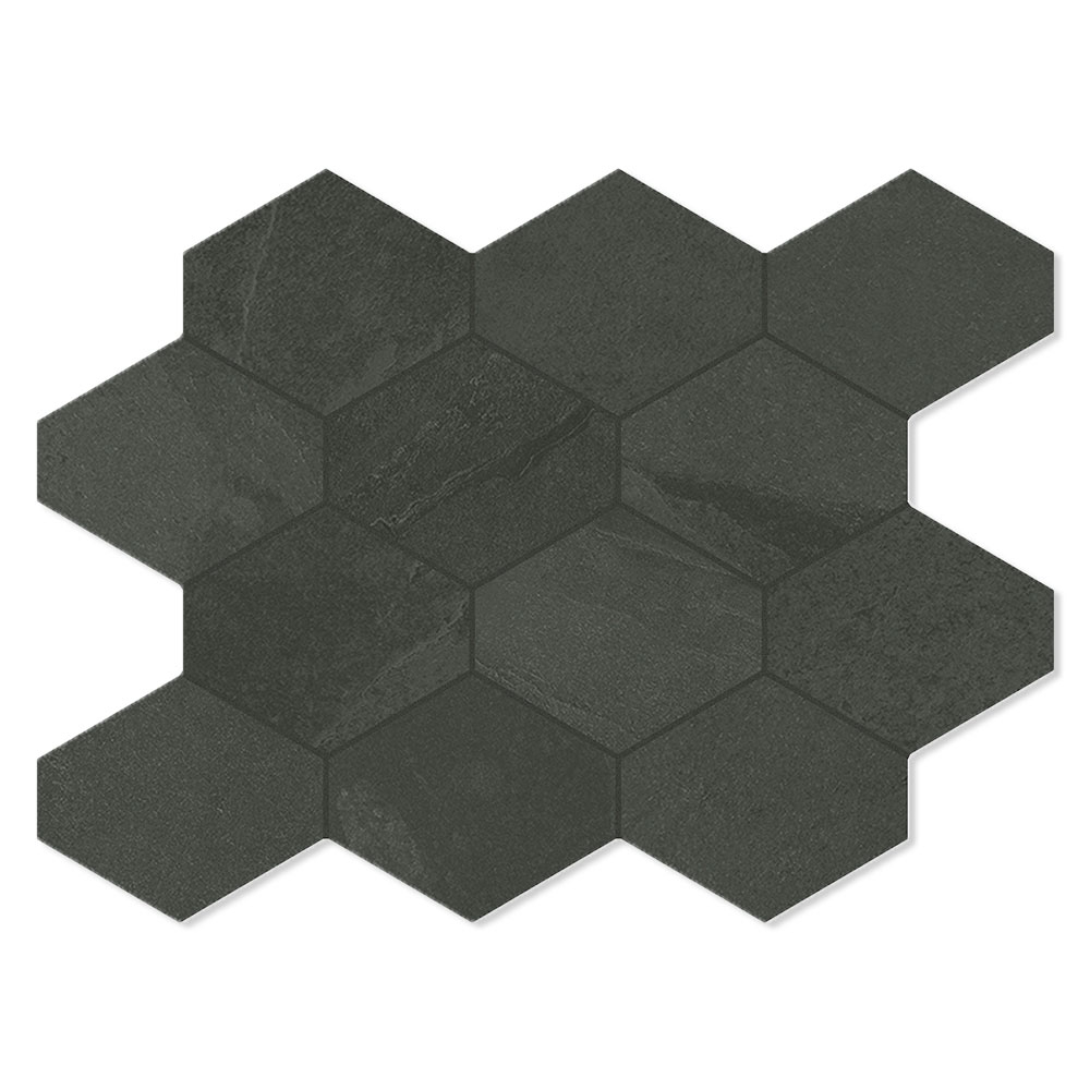 Unicomstarker Heksagon Mosaik Klinker Brazilian Slate Pencil Grey Mat 25x34 cm