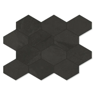 Unicomstarker Heksagon Mosaik Klinker <strong>Brazilian Slate</strong>  Rail Black Mat 25x34 cm
