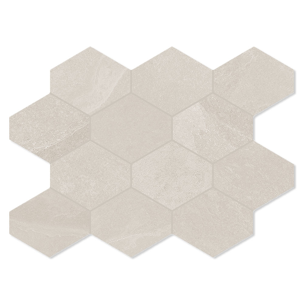 Unicomstarker Heksagon Mosaik Klinker Brazilian Slate Storm Beige Mat 25x34 cm