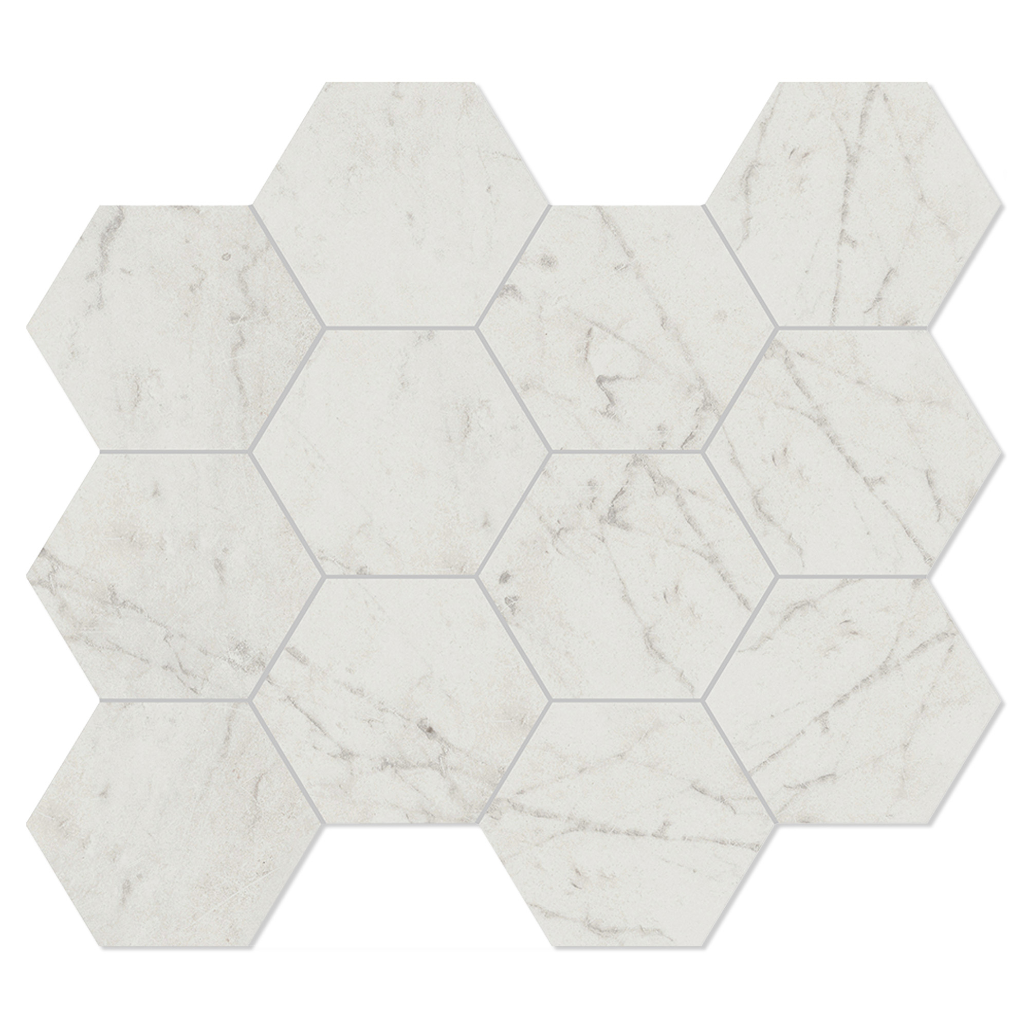 Unicomstarker Heksagon Mosaik Mosaik Klinker Marmorea Carrara Mat 30x34 cm