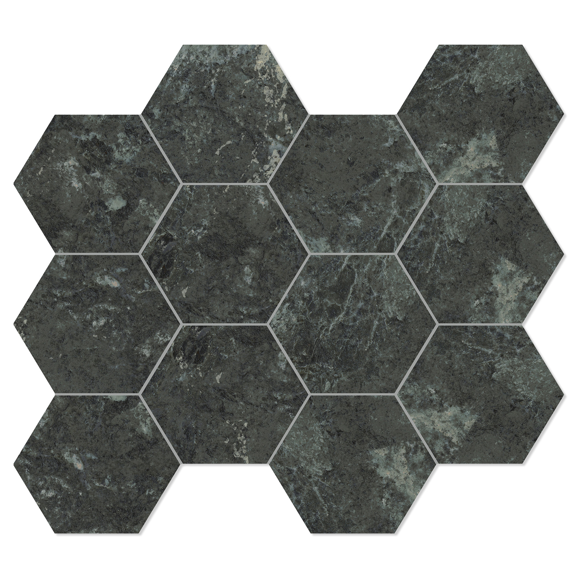 Unicomstarker Heksagon Mosaik Mosaik Klinker Marmorea Verde Alpi Mat 30x34 cm