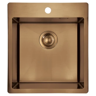 Stål Køkkenvask <strong>Olfato</strong>  Bronze Mat 45x51 cm med Vandlås
