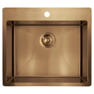 Stål Køkkenvask <strong>Olfato</strong>  Bronze Mat 55x51 cm med Vandlås