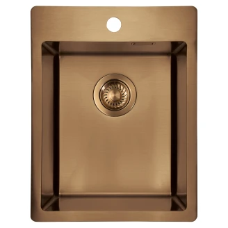 Stål Køkkenvask <strong>Olfato</strong>  Bronze Mat 39x51 cm med Vandlås