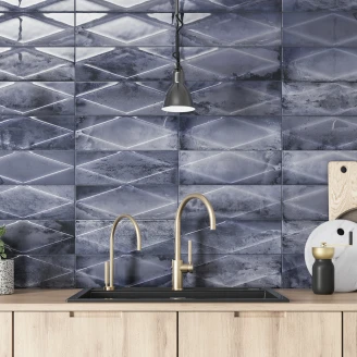 Vægflise <strong>Eclat</strong>  Blå Blank-Relief 15x45 cm