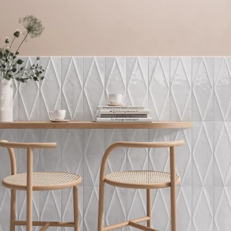 Vægflise <strong>Eclat</strong>  Hvid Blank-Relief 15x45 cm