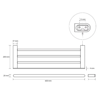 Håndklædestang <strong>Industrial</strong>  Sort Mat 60x20 cm