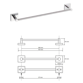 Håndklædeholder <strong>Edris</strong>  Krom Blank 30 cm