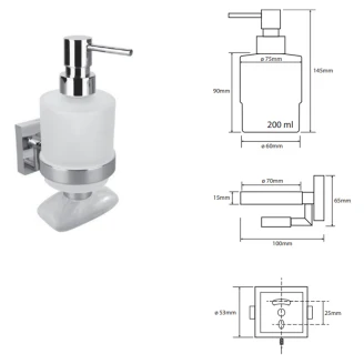 Sæbedispenser med Magnetisk Sæbeskål <strong>Edris</strong>  Krom Blank 200 ml