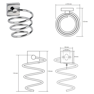 Spiral Hårtørrerholder <strong>Edris</strong>  Krom Blank