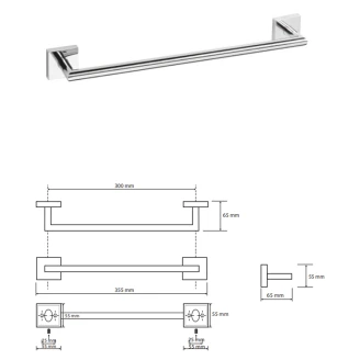Håndklædeholder <strong>Edris</strong>  Krom Blank 30 cm
