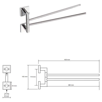 Håndklædeholder Snurra <strong>Edris</strong>  Krom Blank 45 cm