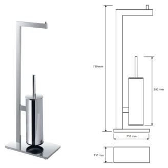 Toiletpapirholder & Børste <strong>Edris</strong>  Blank Krom
