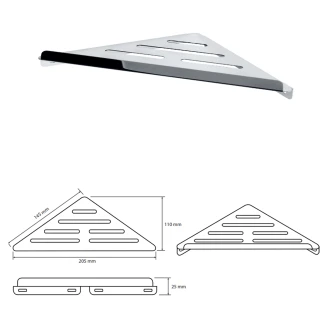 Hjørnebadeværelseshylde <strong>Line</strong>  Krom Blank