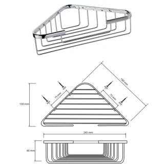 Hjørnebadeværelseshylde <strong>Line</strong>  Krom Blank