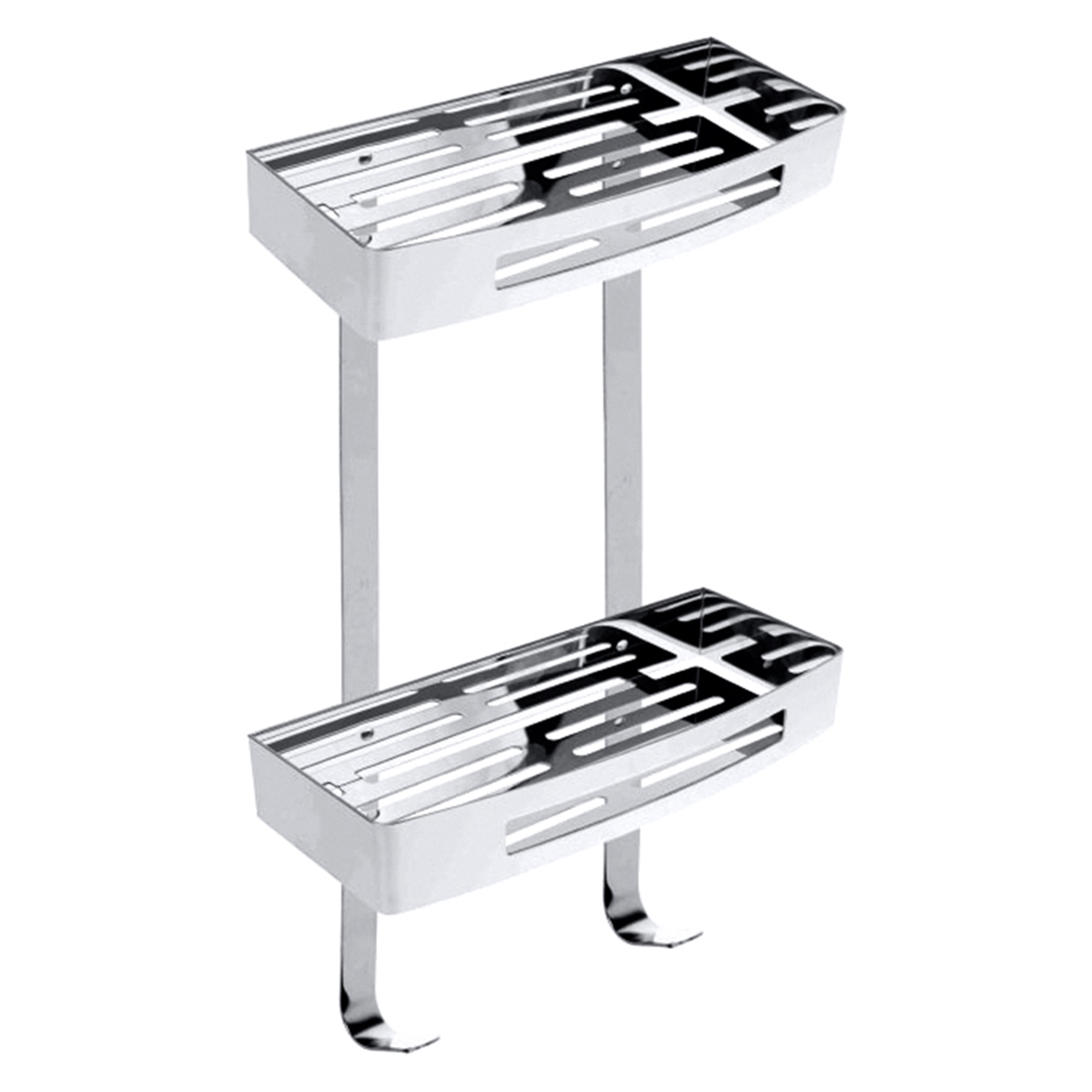 Dobbelt Badeværelse Hylde Line Krom Blank