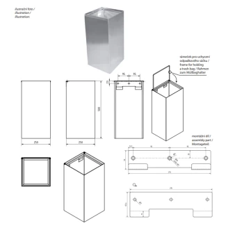 Vægmonteret Papirkurv Krom Blank 25 L