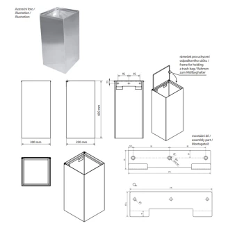 Vægmonteret Papirkurv Krom Blank 45 L
