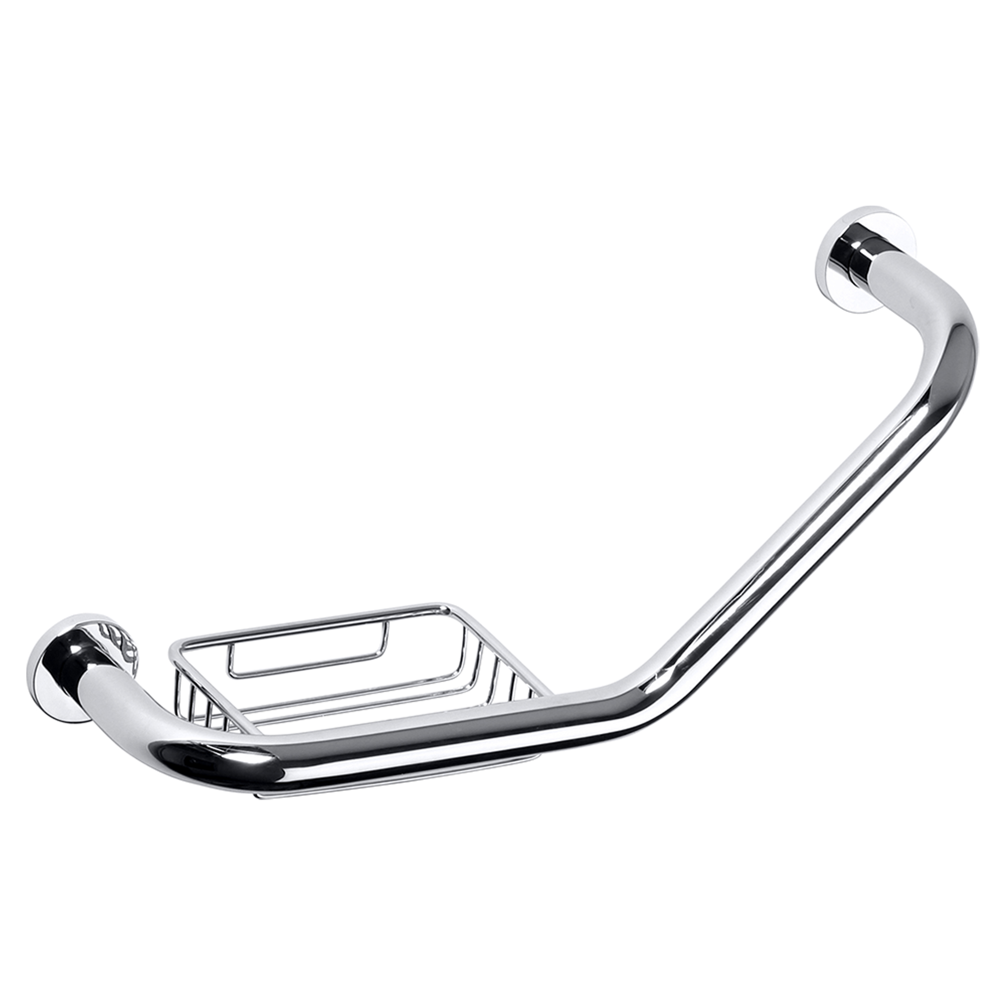 Vinklet Støttegreb med Sæbeskål Krom Blank
