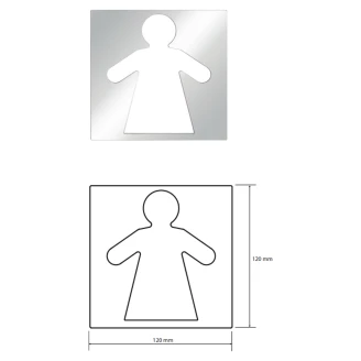 Dametoilet Piktogram 12x12 cm Krom Mat