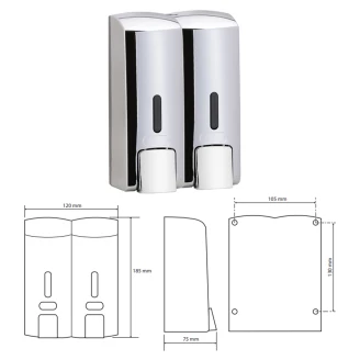 Dobbelt Sæbedispenser 300 ml Krom Blank