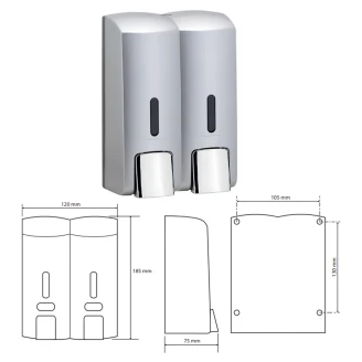 Dobbelt Sæbedispenser 300 ml Krom Mat