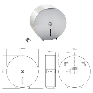 Toiletrulleholder Jumbo Krom Mat 26 cm
