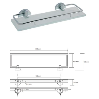 Badeværelseshylde med Håndklædeholder <strong>Holmstrand</strong>  Krom Blank 30 cm
