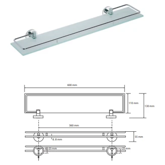 Badeværelseshylde med Håndklædeholder <strong>Holmstrand</strong>  Krom Blank 60 cm