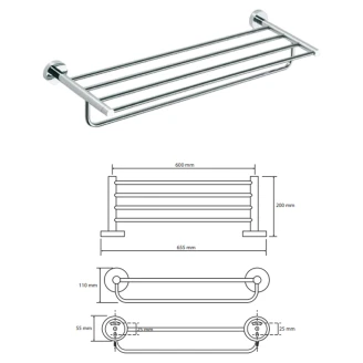 Håndklædeholder med Stang <strong>Holmstrand</strong>  Krom Blank 60 cm