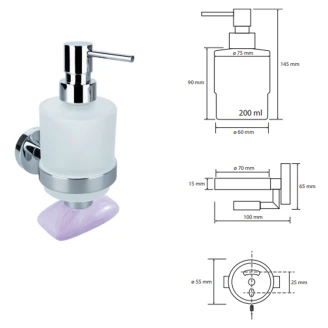Sæbedispenser med Magnetisk Sæbeskål <strong>Holmstrand</strong>  Krom Blank 200 ml