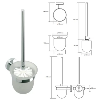 Vægmonteret Toiletbørste <strong>Holmstrand</strong>  Krom Blank
