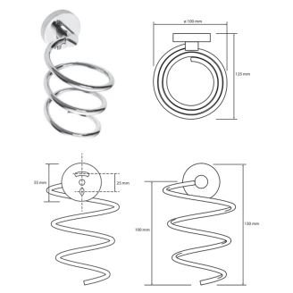 Spiral Hårtørrerholder <strong>Holmstrand</strong>  Krom Blank
