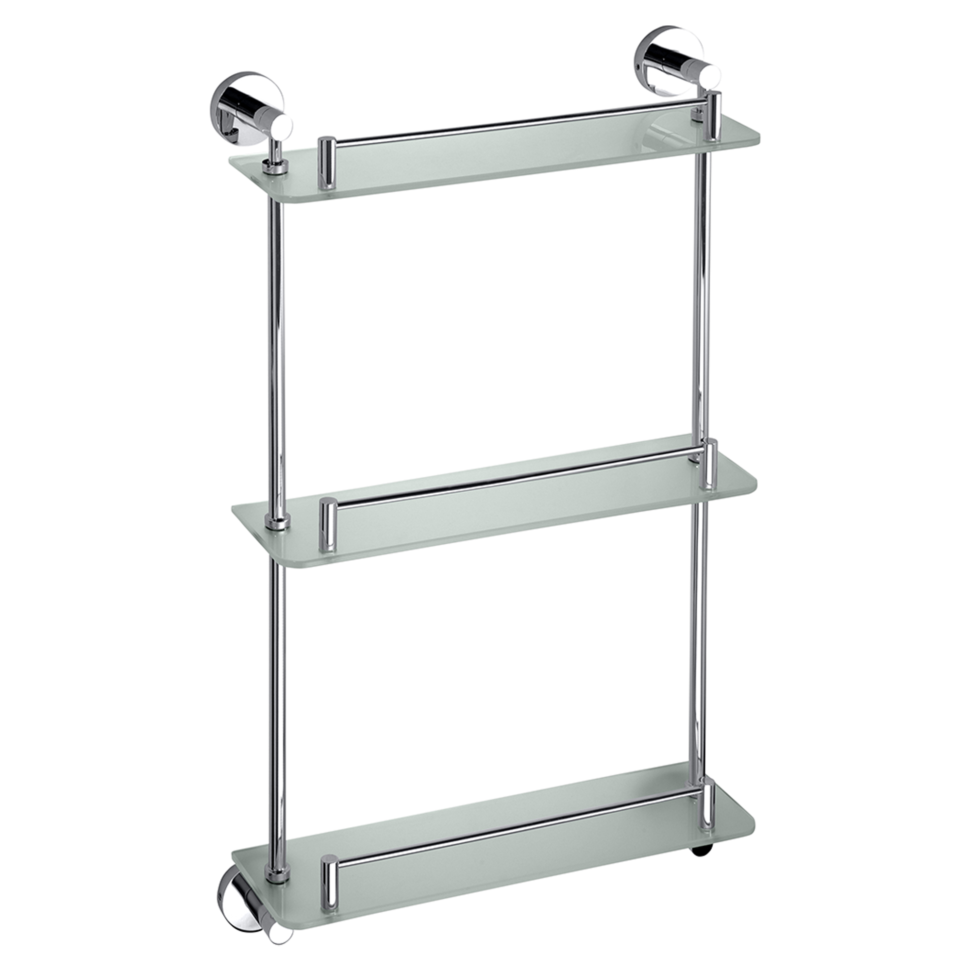 Tredobbelt Badeværelseshylde med Rækværk Holmstrand Krom Blank 40 cm
