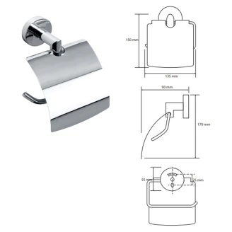 Toiletpapirholder med Låg <strong>Holmstrand</strong>  Krom Blank