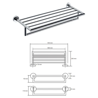 Håndklædeholder med Rækværk <strong>Holmstrand</strong>  Krom Blank 50 cm