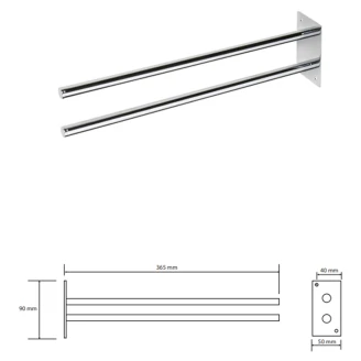 Dobbelte Håndklædestang <strong>Holmstrand</strong>  Krom Blank 37 cm