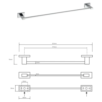 Håndklædestang <strong>Alouette</strong>  Krom Blank 58 cm