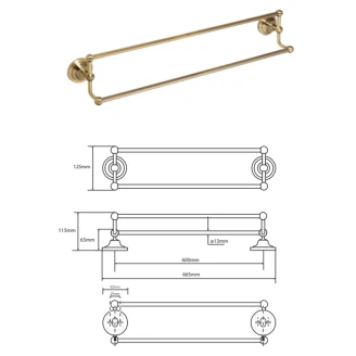 Dobbelte Håndklædestang <strong>Solbacken</strong>  Kobber 60 cm