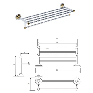 Håndklædeholder med Stang <strong>Solbacken</strong>  Guld-Krom 60 cm