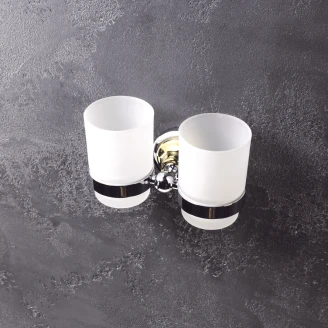 Dobbelte Tandbørsteholder <strong>Solbacken</strong>  Guld-Krom