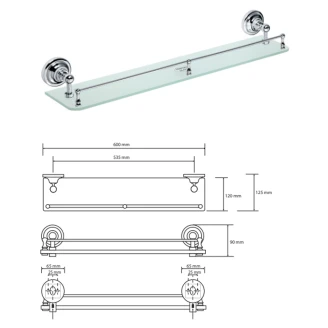 Håndklædeholder med Stang <strong>Solbacken</strong>  Krom 60 cm