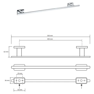 Håndklædestang <strong>Loryn</strong>  Krom Blank 45 cm