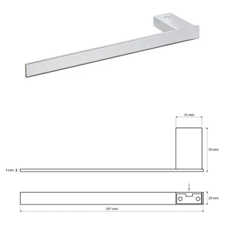 Håndklædeholder Loryn Krom Blank 28 cm Højre